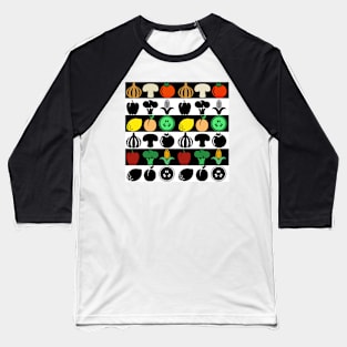 Vegetables in blackandwhite + color, graphic pattern Baseball T-Shirt